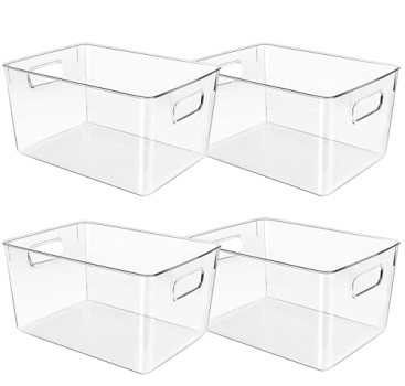 Clear Plastic Storage Bins, Pantry Organizers and Storage or Kitchen Organizatio