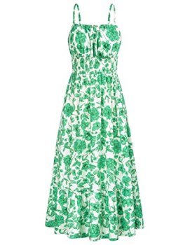Long Maxi Dresses for Women Spaghetti Strap Sleeveless Dress Smocked Tiered Flor