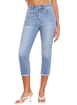 Sidefeel Women’s Capri Jeans Trendy 2025 High Waisted Spring Outfit Denim Capri