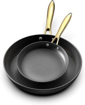 imarku Cast Iron Skillets, 8 & 12 Inch Non Stick Frying Pans with Honeycomb Text