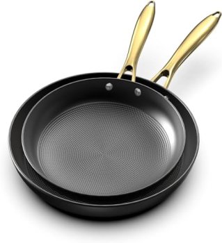 imarku Non Stick Frying Pans, 10 & 12 Inch Cast Iron Skillets with Honeycomb Sur