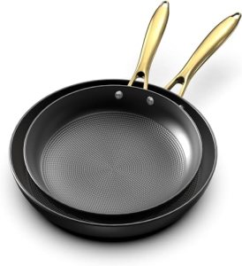imarku Non Stick Frying Pans, 10 & 12 Inch Cast Iron Skillets with Honeycomb Sur