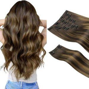 HOTBANANA Clip in Hair Extensions Real Human Hair