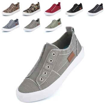 JENN ARDOR Womens Fall Slip On Fashion Sneakers No Laces Comfortable Casual Low