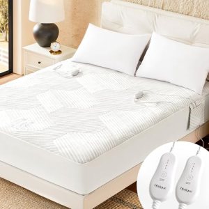 blunique Electric Heated Mattress Pad Queen Size Dual Control Bed Warmer