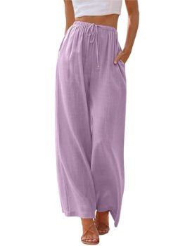 LILLUSORY Linen Wide Leg Pants Womens Palazzo Flowy Beach Vacation 2026 Summer S