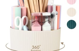 SKYDUE 360 Rotating Plastic Desk Pen Organizer with 5 Slots