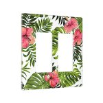Tropical Plant Green Palm 2 Gang Double Rocker/Decora Light Switch Cover Decorat