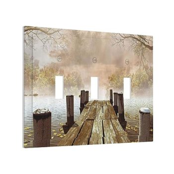 Decorative Wall Plate Fall Autumn Lake Fallen Leaves Foggy Fall Tree Forest 3 Ga