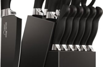 Amorston Knife Set, 15 Pieces Knives Set for Kitchen Knife Set with Block and Sh
