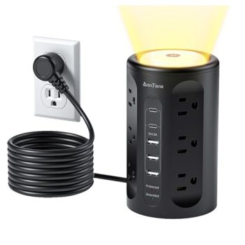 AnnTane Power Strip Tower with Night Light