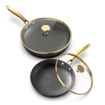 imarku Non Stick Frying Pans, 10 & 12 Inch Cast Iron Skillets with Lids