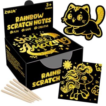 ZMLM 165 Pcs Rainbow Scratch Paper Art Notes – Crafts for Kids Ages 4-8
