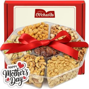 Mothers Day Nuts Gift Basket – 7 Sectional Platter With a Variety of Freshly Roa