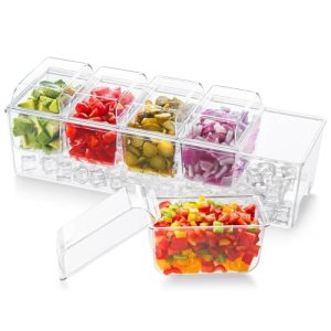 Lifewit Ice Chilled Condiment Caddy with 5×20 oz Containers