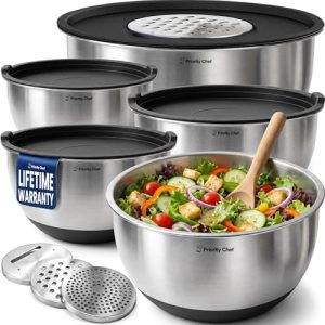 Priority Chef Stainless Steel Mixing Bowls with Lids Set