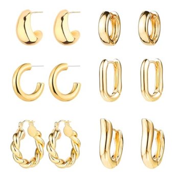 KAMXUY 6 Pairs Gold Hoop Earrings for Women