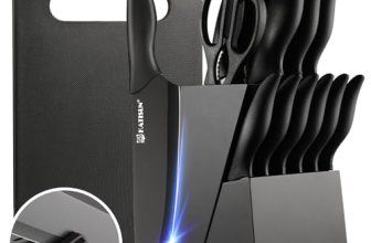 KATISUN 16 Pieces Kitchen Knife Block Set with Cutting Board