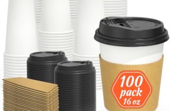 Dealusy 100 Pack 16 oz Disposable Coffee Cups with Lids and Sleeves