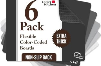 Cooler Kitchen Extra Thick Flexible Plastic Cutting Board Mats with Food Icons &