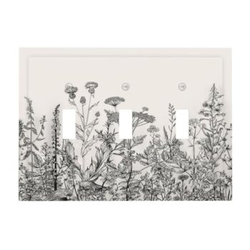 Wpshijia Vintage Grey Floral Herbs Wild Flowers Botanical 3 Gang Boho Light Swit