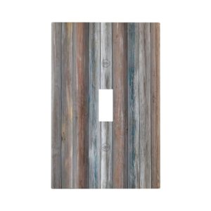 Wpshijia Light Switch Cover Vintage Blue Grey Wood Plank 1 Gang Wall Plate Cover