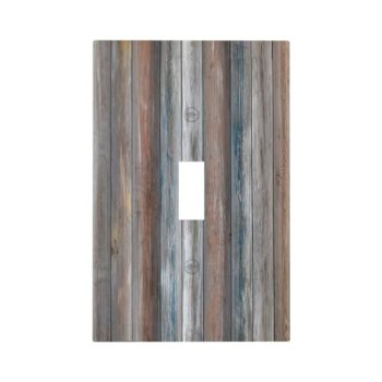 Wpshijia Light Switch Cover Vintage Blue Grey Wood Plank 1 Gang Wall Plate Cover