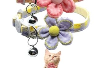 Plaid Kitten Collar with Flower，Cat Collar Breakaway with Bell，Cat Collars for G