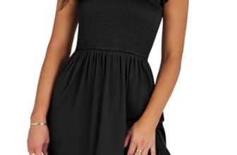 ANRABESS Women’s Summer Casual Sleeveless Square Neck Dress 2025 Smocked Ruffle