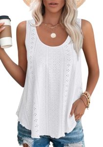 Tops for Women 2025 Curved Hem Womens White Tank Top Dressy Casual Spring M
