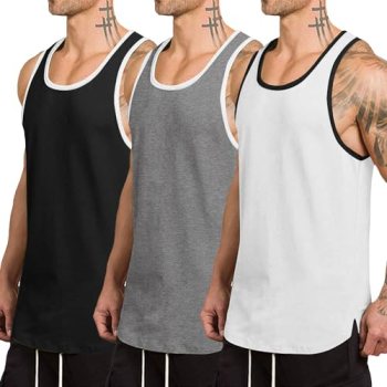 COOFANDY Mens Tank Top White Gym Sleeveless Shirts Cotton for Summer Muscle Tank