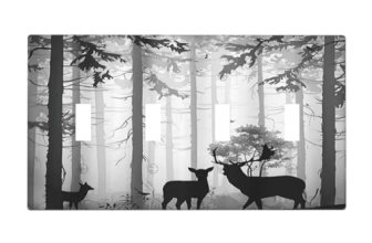 Xuejiaku Light Switch Cover Country Deer Hunting Rustic Woodland Misty Forest 4