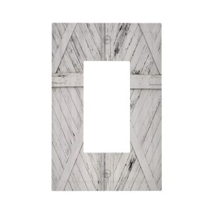 Wpshijia Farmhouse Barn Door Rustic Gray White Wooden Single Rocker Light Switch