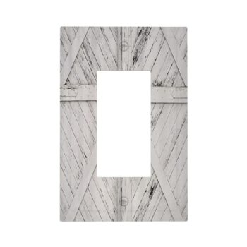 Wpshijia Farmhouse Barn Door Rustic Gray White Wooden Single Rocker Light Switch