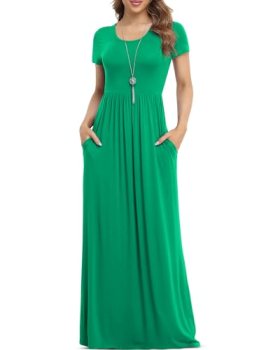 VIISHOW Women’s Short Sleeve Floral Dress Loose Plain Maxi Dresses Plus Size Cas