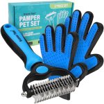 Maxpower Planet Pet Grooming Brush and 2X Grooming Gloves Combo