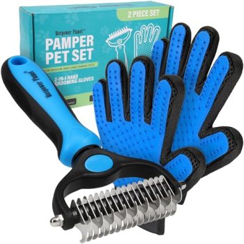 Maxpower Planet Pet Grooming Brush and 2X Grooming Gloves Combo