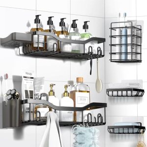 NESOMI Shower Caddy Adhesive Shower Organizer 7-Pack