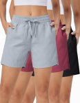 ZUTY 3 Pack 5″ Womens Athletic Shorts Basic Running Shorts Lightweight Quick Dry
