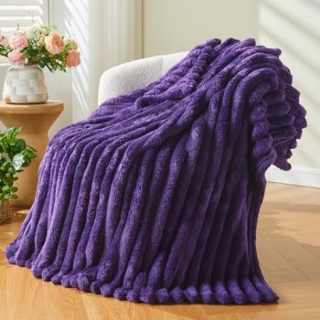 NEWCOSPLAY Super Soft Throw Blanket Purple Premium Silky Flannel Fleece 3D Ribbe