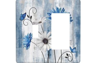Rustic Teal Blue Daisy Floral 2 Gang Single Toggle Rocker Combination Light Swit