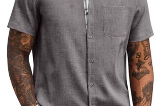 COOFANDY Mens Short Sleeve Button Down Shirt Summer Beach Linen Shirts Business