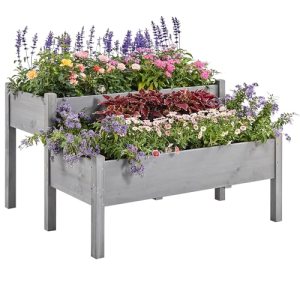 Yaheetech 47x41x30in Wooden Raised Garden Bed Horticulture Outdoor 2 Tiers Eleva