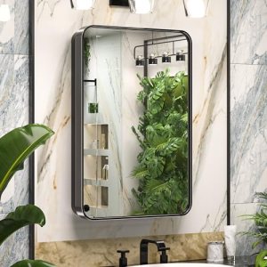 Keonjinn Black Medicine Cabinet 16 x 24 Inch