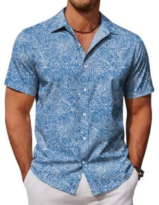 COOFANDY Mens Summer Shirts Floral Hawaiian Shirts Short Sleeve Casual Beach Wea