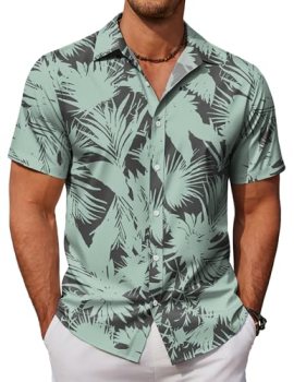 COOFANDY Mens Summer Shirts Floral Hawaiian Shirts Short Sleeve Casual Beach Wea