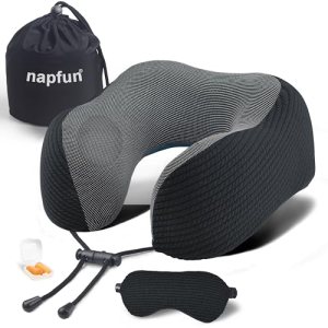 napfun Neck Pillow for Travel with Travel Pouch