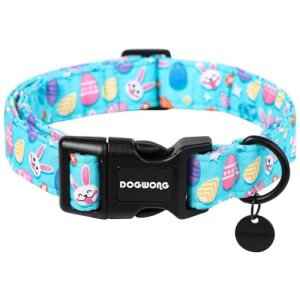 DOGWONG Easter Dog Collar, Colorful Egg Dog Collar Soft Durable Adjustable Costu