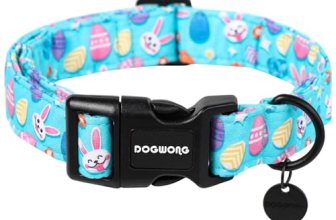 DOGWONG Easter Dog Collar, Colorful Egg Dog Collar Soft Durable Adjustable Costu