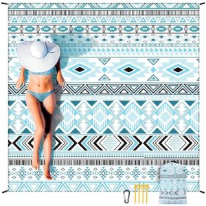 HIHOHO Beach Blanket Waterproof Sandproof Extra Large Beach Mat 79″ X 83″/120″x1